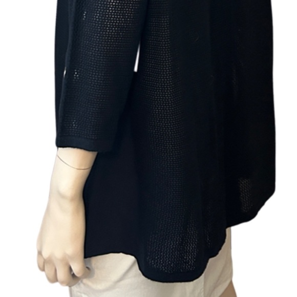 TRIBAL Sweater Tunic Pullover Top Silver Grommets ΒΎ Sleeve Hi Low Chiffon Panels - Picture 10 of 15